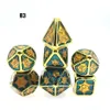 DICE Games 7pcs/Set Metal Star Sky Series Board Game Polyedral Playing Dices Set D4 D6 D20 met retailpakket A50 A32 Drop Lever DHDPQ