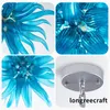 Venetiaanse Hanglampen Handgeblazen Kroonluchter Licht Dia28 Inch Borosilicaatglas Kroonluchters Blauwe Kleur Ball Lights voor Hotel Mall Bar Decor Luxe LR1472-2