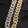 Designer halsband 18mm Iced Cuban Link Chain Mens Gold Chain Prong Chain 18K White Gold Plated 2 Row Diamond Cubic Zirconia Jewelr239s