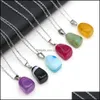 Collane con ciondolo 10Xx25Mm Geometric Chakra Reiki Healing Stripe Agate Stone Collana Collare a catena a maglie di cristallo Gioielli da donna Drop D Dhbep