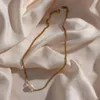 Hänghalsband minimalistisk naturlig sötvatten pärla hänge kubansk länk kedja choker halsband rostfritt stål guld 230215