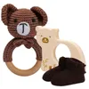 Skaller Mobiler 3pcs/Set Baby Rattle Rabbit Hand virkade skor set för 0-12 månader födda trädjur Tekar för babyfödelsepresent 230216