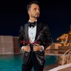 Men's Suits Blazers Black Sequins Suit Men Groom Wedding Tuxedo TailoreMade Satin Lapel Prom Party Formal Outfit One Blazer Business Office Clothes 230216