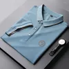 Polo de algodón mercerizado alto para hombre, camiseta de manga corta para hombre, camiseta estampada transpirable informal de negocios de calidad de verano 2023