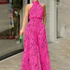 Kobiety Jumpsuits Rompers Summer Sexy Halterneck Bodycon Bodycon Body Cleeveless High Jokssuit Kobiety Streszczenie nadruk Chic Chic Streetwear szeroka noga Romper Mujer 230215