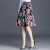 Kjolar hög midja blommig kort kjol kvinnlig 2023 vår och höst koreansk version av retro mode temperament puffy puffy halv-bo
