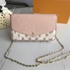 Nuova borsa a tracolla di marca di tendenza per le donne Borsa chian 3 pezzi / set Top in pelle con stampa lettera Borse a tracolla di lusso Porta carte di credito Portamonete Borse con confezione originale