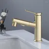 Bathroom Sink Faucets Brushed Gold Copper Basin Pull Out Brass Mixer Taps & Cold Single Handle Deck Mounted Black/Chrome