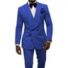 Ternos masculinos 2023 Tuxedos de casamento de lapela de xale Wear Wear Borgonha Groomsmen Slim Fit Formal Dinner Business Men (calça de jaqueta)