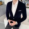 Burgundy Velvet Blazers for Men Fashion Casual Suits Jackets 남자 웨딩 신랑 의상 슬림 블레이저 형식 착용 드레스 5xl