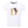 T-shirts pour hommes Police de fleurs 26 Lettre de l'alphabet Mode Coton T-shirt d'été à manches courtes Hommes Femmes Garçons Filles Chemise T-shirts Enfants Tshirt