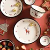 Миски дома Рождественская тарелка Симпатичная керамическая посуда декор фарфоровое блюдо блюдо творческое ретро ручной работы ручной работы