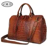 J M D High Quality Leather Alligator Pattern Women Handbags Dufflel Luggage Bag Fashoin Men's Travel Bag Shoulder Bag 6003304R