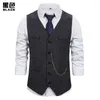 Gilet da uomo Gilet da uomo Vestibilità slim monopetto senza maniche Gentiluomo Matrimonio formale Scollo a V Abbigliamento retrò nero grigio