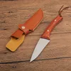 G2378 Survival recht mes 8CR13MOV Laserpatroon Bade Volledige Tang Woodhandle Outdoor Camping Hiking Hunting Knives met lederen schede