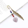Pendant Necklaces Romantic Style Copper Love Heart Many Colors Quartz Stone Feather Bookmark Healing Chakra Jewelry