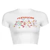 2023 Kadın Yaz Moda Gömlekleri Kısa Y2K Günlük ve Çok Slim Fit Göbek Açıkta Kısa Baskı T-Shirt Kısa Kollu Üst