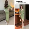 Casual Kleider Gestrickte Split Sexy Kleid Frauen Abend Party Robe Femme Vintage Stretchy Herbst Winter Frau Nacht 2023 Casual