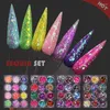 Nail Gel 12PCS Ultra-thin Glitter Art Set Varnish Soaked Nails Matte Round Sequin Bling