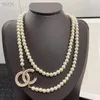 Luxury Fashion Pearl Necklace Designer Jewelry Wedding Diamond 18K Gold Plated Platinum Letters pendants necklaces for women with C letter Diamond Pendan