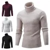 Blusas masculinas de suéter de malha esbelta de malha elástica de gola alta e elástica Twist Men Pullover