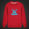 Men's Hoodies 2023 Christmas Elk Fluorescent Luminous Unisex Tops Casual Coat Autumn Long Sleeve Solid Color Children Sweatshirt