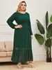 Etnische kleding zomer moslimvrouwen kleedden o nek volle lengte veter elegante islamitische Marokkaanse kaftan los plus maxi-maat abayas 2023