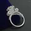 Cluster Rings Luxury Eiffel Tower Women Men smycken Ring 9mm Zircon CZ 925 Sterling Silver Engagement Wedding Band för gåva