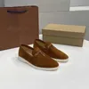 디자이너 Loropiana Charms Shoes LP LEFU 여성 여름 슬립 온 게으른 영국 소 가죽 완두콩 싱글 컴포트 아파트