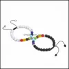 Bracelets de charme 2pcs Casais Bracelete magn￩tico Conjunto de contas de pedra natural Magnet Combation Relacionamento Mulheres J￳ias Deld Deliv Dhdgw