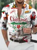 Мужские повседневные рубашки Мужские рождественские рубашки кубинские воротницы с коротким рукавом топы уличной одежды для мужчин Праздничная вечеринка мужская одежда Санта -Клаус Блузки 230216