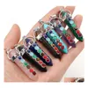 Charms 7 Chakra Stone Pilaar Pendum Zhexagonaal prisma Haling Crystal Reiki Point Hanger voor ketting sieraden maken drop levering fi DHZ58