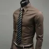 Men's Dress Shirts Fashion Men Solid Color Long Sleeve Buttons Down Shirt Slim Formal Business Top small size 230216