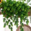 Decorative Flowers Artificial Flower Pot Radish Leaf Rattan Green Ceiling Vine Fake Fern Hanging Basket Falling Plant For Wall Moss Decor