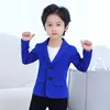 Ternos meninos Jaqueta formal Blue Blazer Gentleman Kids Violin Dance Show Performance White Jacket Children Wedding Birthday Party Jacket 230216