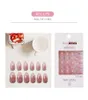 False unhas 24pcs glitter glitel glate tipo de cola remov￭vel Manicure curta manicure Diy unha art decora￧￣o para manicures