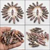 Charms Gold Copper Wire Natural Stone Rhodochrosite Hexagonal Healing Reiki Point Pendants For Jewelry Making Drop Leverans Findings DHIFQ