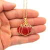 Pendant Necklaces Natural Stone Halloween Pumpkin Necklace Hand Made Copper Winding Quartz Crystal For Women Fashion Jewelry