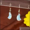 Dangle Chandelier Simple Charm Drop Earrings Womens Lovely Small Moon Shaped Moonstone Crystal Sea Opal Earring Delivery Jewelry Dhsbz