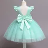 Meisjesjurken Baby Doop Jurk voor meisjes Backless Pearls Elegante kinderen Princess Wedding Party Tutu Jurk Toddler 1e verjaardag Vestidos