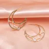 Hoop Earrings Crescent Moon Earring Gold Silver Color Micro Pave Sparking Bling Cz High Quality 2023 Christmas Gift Jewelry