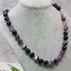 Chains Fashion Bohemia Noble Purple Stripe Agates Natural Stone 8/10/12mm Round Beads Necklace Women's Jewelry Chain 18inch Y774Chains