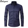 Camicie eleganti da uomo Anti-rughe Elasticità senza stiratura Camicia a maniche lunghe casual da uomo slim fit Bianco Nero Blu Rosso Maschio sociale formale 230216