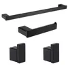 Bath Accessory Set 4-Pieces Matte Black Bathroom Hardware Stainless Steel Square Wall Mounted - Includes 12 Inch Hand Towel Bar Toilet Paper