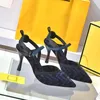 Sommar dam högklackat designer ursnygga sandaler metall knapp party sexiga kvinnors kontorsskor