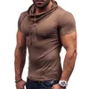 T-shirts pour hommes Tops à la mode pour hommes Tees Summer Cotton O Neck Short Sleeve Shirt Men Solid Hooded Slim