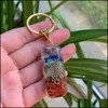 Kluczowe pierścienie 7 Chakras Orgone Pendum Energy Kryształ Kamień Klasyna Uzdrawianie Amet Keyrings dla medytacji samochodowej Reiki Om Lucky Gift Drop de Dh0v7