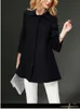 Women's Wool & Blends Female High-end Short Coat Black Red Fashion Three-quarter Sleeves Dark Button CoatWomen's