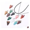 Pendentif Colliers Pierre Naturelle Triangle Collier Opale Oeil De Tigre Rose Quartz Cristal Chakra Reiki Guérison Pendum Drop Delivery Jewe Dhut2