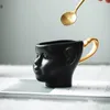 Kubki nordycka kreatywna ceramiczna kubek do kawy czarna biała filiżanki ludzkie twarz usta bubody artysty